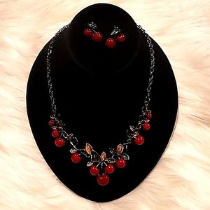 🍒 Cherry Necklace & Earring Set